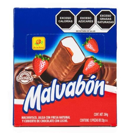 BOMBON MALVABON RELLENO FRESA 12 PZAS DE LA ROSA