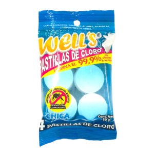 PASTILLA DE CLORO GRANDE WELL´S 1 PAQ C/4 PZAS (24)