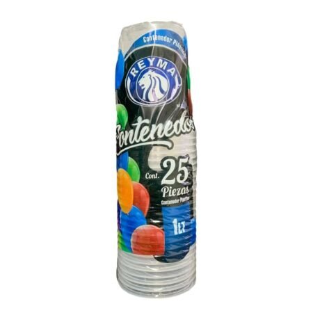 ENVASE REYMA 1 LT CON TAPA 25 PZAS