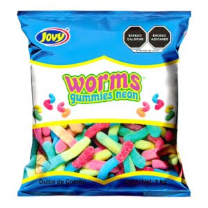 GOMITAS CRAZY GUMMY WORMS NEON 1 KG JOVY (8/10)