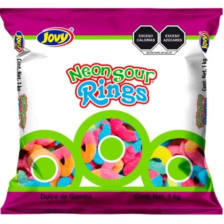 GOMITAS NEON SOUR RINGS 1KG (10) JOVY
