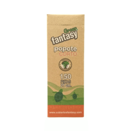 POPOTE FANTASY CORTO 21 CM BIODEGRADABLE 150 PZAS
